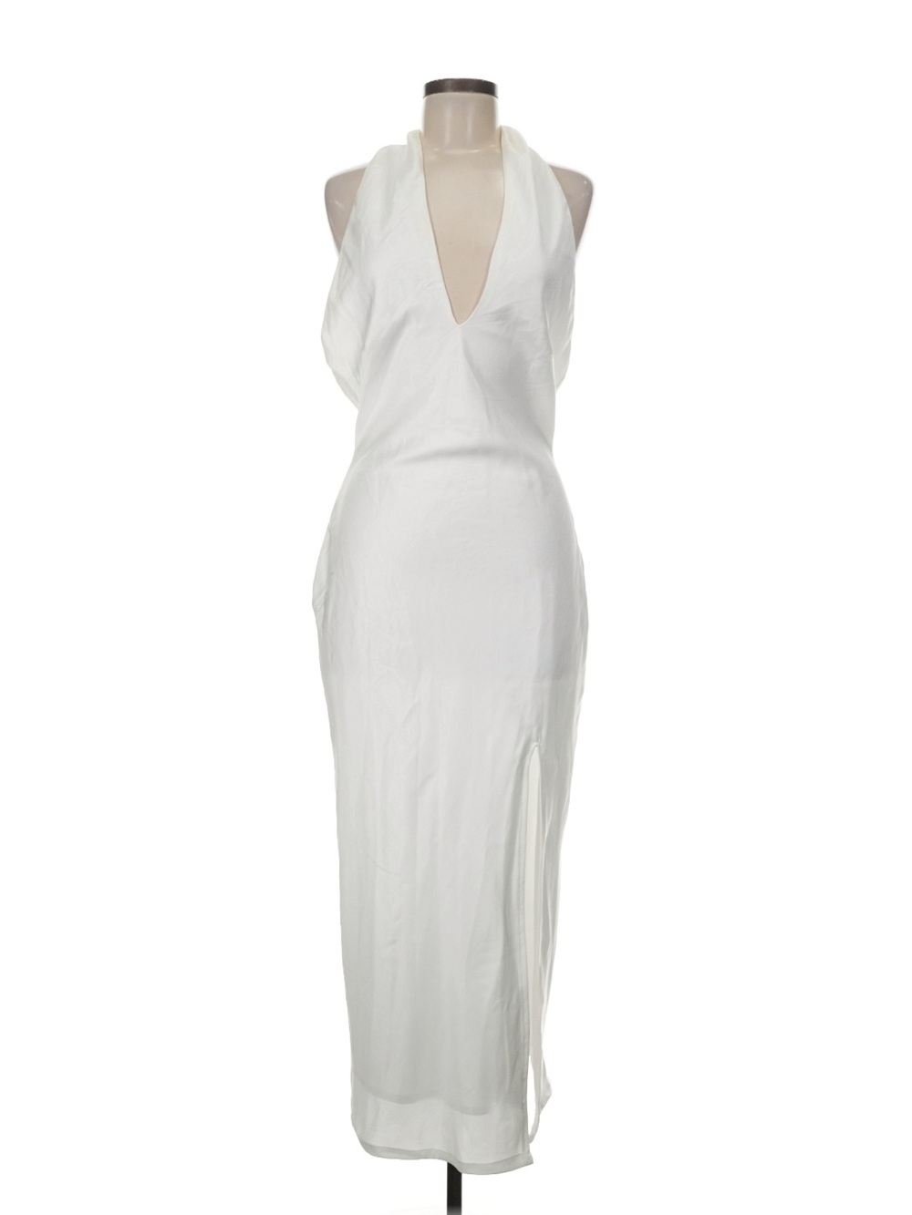 Lulu's White Halter V-Neck Maxi Dress